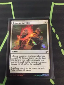 MTG Magic The Gathering Gideon’s Sacrifice Foil WAR White Protection Commander - Image 1