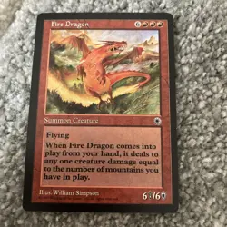 1x MTG Magic The Gathering TCG Fire Dragon Rare - Portal - Image 1