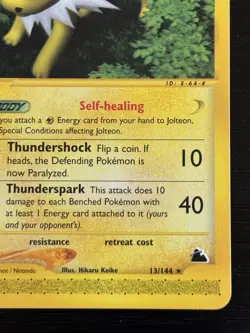 2003 Pokemon TCG Jolteon 13/144 Skyridge E-Series Non-Holo LP - Image 4
