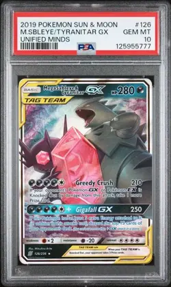 PSA 10 MEGA SABLEYE & TYRANITAR GX 126 UNIFIED MINDS SUN & MOON TAG TEAM POKEMON - Image 1