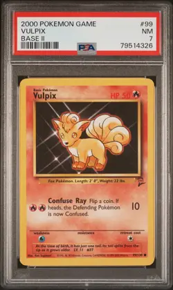 2000 POKEMON GAME BASE II #99 VULPIX PSA 7 - Image 1
