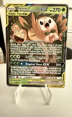 2019 Pokemon Unified Minds Rowlet Alolan Exeggutor GX Full Art #1/236 Nm/mint - Image 2