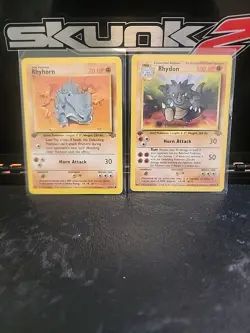 Pokemon Jungle 1st Edition Rhydon 45/64 & 1st Edition Rhyhorn 45/64 Vintage LP - Image 1