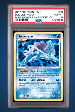 2007 POKEMON DIAMOND & PEARL SECRET WONDERS 19 SUICUNE-HOLO CRACKED ICE | PSA 8 - Image 1