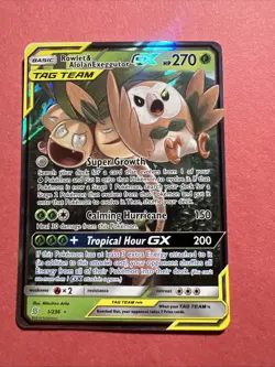 Pokemon TCG Rowlet & Alolan Exeggutor GX 1/236 Sm-Unified Minds Ultra Rare - Image 1