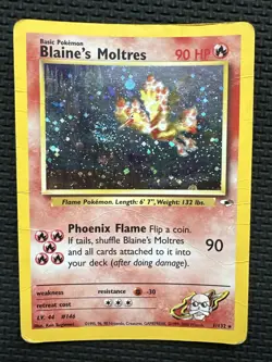 Blaine's Moltres 1/132 Gym Heroes Holo Rare English Pokemon WOTC HP - Image 1