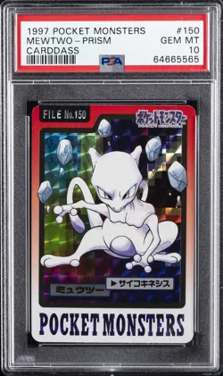1997 POCKET MONSTERS CARDDASS #150 MEWTWO-PRISM PSA 10 - Image 1