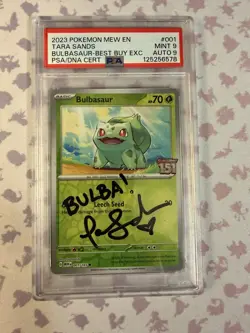 Signed Tara Sands Bulbasaur 001/165 Best Buy Stamped Promo - Pokemon 151 PSA 9/9 - Image 1