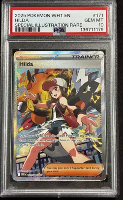 PSA 10 - 2025 POKEMON WHT EN-WHITE FLARE SPECIAL ILLUSTRATION RARE #171 HILDA - Image 1