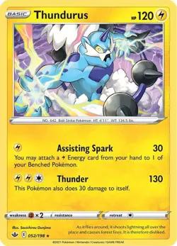 Thundurus 052/198 Swsh06: Sword & Shield - Chilling Reign Holo for sale online - Image 2