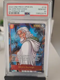 One Piece Card Silvers Rayleigh Alt Art OP08-118 Two Legends PSA 10 - Image 1
