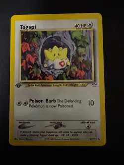 Pokemon TCG Togepi 51/111 - English 1st Edition Neo Genesis Uncommon Raw Card NM - Image 1