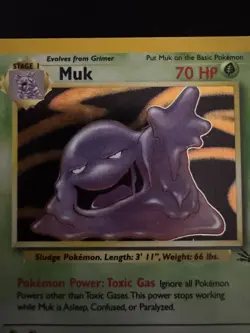 Pokemon WOTC Card - Muk - Fossil Set - Holo Rare - 13/62 - MP - Image 2