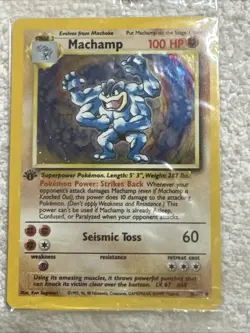 Rare New Factory Sealed 1st Edition Rare Holo Foil Machamp Pokemon Card; # 8/102 - Image 1