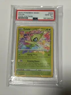 CELEBI 2020 POKEMON SWSH VIVID VOLTAGE AMAZING RARE 009/185 PSA 10 Q0465 - Image 1