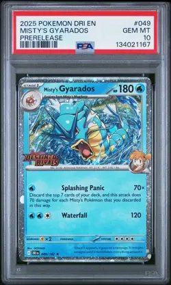 Pokemon 2025 Misty's Gyarados Destined Rivals STAMPED PRERELEASE PSA 10 LOW POP - Image 1