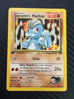 Pokemon TCG Giovanni's Machop Gym Challenge 1st Edition Common 72/132 LP - Image 1