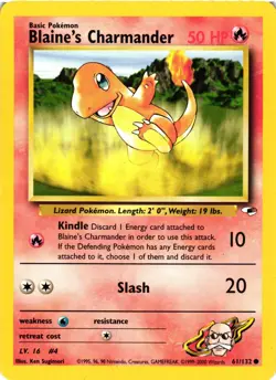Pokemon TCG Blaine's Charmander Gym Heroes 61/132 Unlimited Common LP/MP - Image 1
