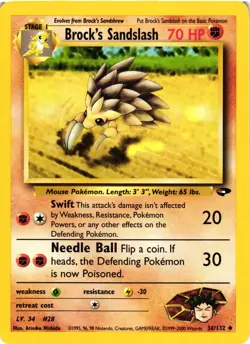 Pokemon TCG Gym Challenge Brock's Sandslash 36/132 Uncommon VLP - Image 1