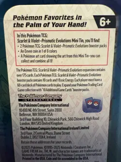 Pokemon TCG: Prismatic Evolutions Full Set Of 8 Sealed Mini Tins With Display - Image 5