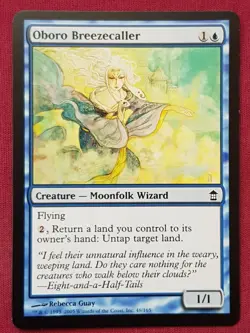 Magic The Gathering SAVIORS OF KAMIGAWA OBORO BREEZECALLER blue card MTG - Image 1