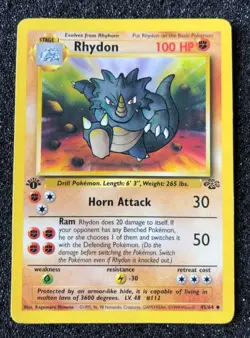Rare 1st Edition Rhydon 45/64 and Rhyhorn 61/64 Jungle Set Pokemon Cards NM - Image 3