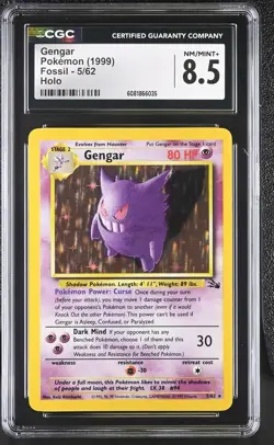 CGC 8.5 Gengar 1999 Fossil 5/62 Holo Pokemon Card - Image 1