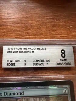 MTG FTV From the Vault Relics BGS GRADED 8++ FOIL Mox Diamond -RESERVE LIST- - Image 3