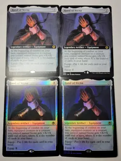 4x Hand of Vecna -2 Extended Art, 2 Foil- Forgotten Realms Rare AFR mtg NM/M - Image 1