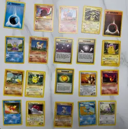 Lot of 20 Pokemon Cards Base Set including Gold Berry Pokemon Tool 93/111 - Image 1
