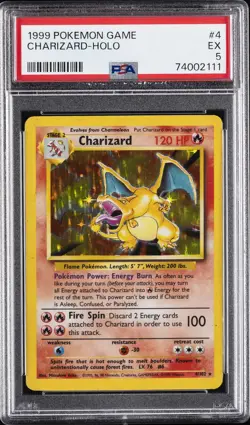 1999 POKEMON GAME #4 CHARIZARD-HOLO PSA 5 - Image 1