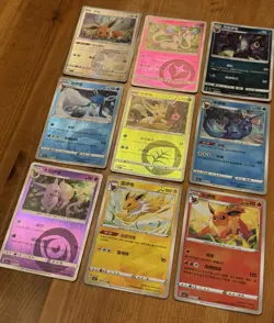Eevee + All Eeveelutions, NM++ Reverse Holo, Chinese Gem Vol. 2, Pokemon TCG Lot - Image 3