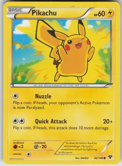 Pokemon TCG Pikachu Common XY Base Set 42/146 - Image 1