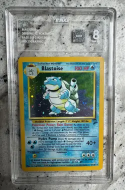 2000 POKEMON BASE SET 2 #2 BLASTOISE-HOLO TAG 8 - Image 1