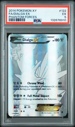 2014 POKEMON XY PHANTOM FORCES #122 FULL ART/DIALGA EX PSA 5 - Image 1
