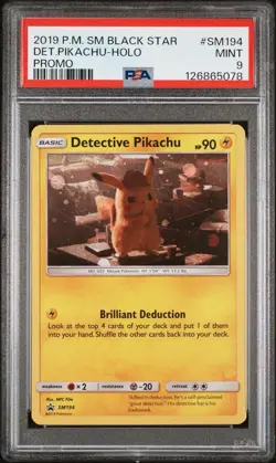 Pokemon Detective Pikachu Holo Swirl Black Star Promo SM194 PSA 9 Mint - Image 1