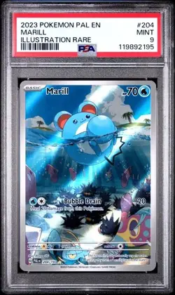 2023 Pokemon Marill #204 PAL Illustration Rare PSA 9 Mint Scarlet & Violet - Image 1
