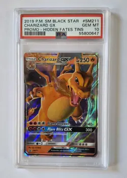 2019 Charizard GX Pokemon PSA 10 Gem MT Promo Hidden Fates #SM211 SM Black Star - Image 1