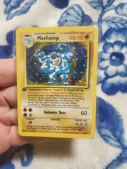 DAMAGED Pokemon TCG Machamp 8/102 Holo 1st Edition Base Set DMG - Image 1
