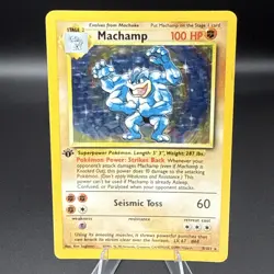 Pokemon TCG Machamp Holo 1st Edition Base Set #8/102 Holo Rare - Image 1