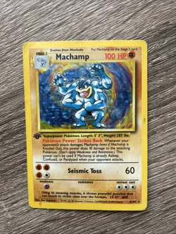 Pokemon TCG Machamp Holo Rare 1st Edition Base Set Unlimited 8/102 - Image 1
