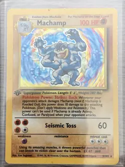 Pokemon TCG Machamp Holo Unlimited Holo Rare 1st Edition Base Set 8/102 - Image 1