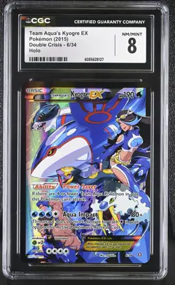 CGC 8 Team Aqua's Kyogre EX 2015 Double Crisis 6/34 Holo Pokemon Card - Image 1