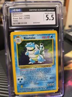CGC 5.5 Excellent+ Blastoise 2/102 Base Set HOLO RARE Pokemon Card PSA 6056 - Image 1