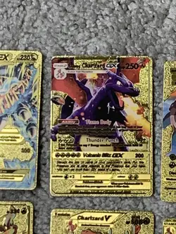 Set of 9 Charizard EX, V, VMax, GX &More Gold Foil Fan Art Cards NM! - Image 3