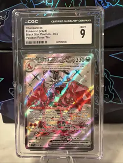 Pokemon TCG Charizard ex 074 Black Star Promo Paldean Fates Tin CGC 9 Mint Card - Image 1