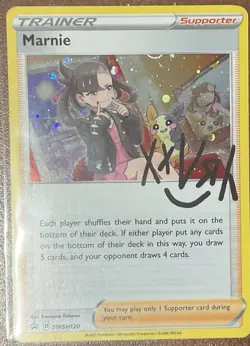 Pokemon Card- Marnie SWSH120 Cosmo Holo Promo Near Mint NM - Image 1