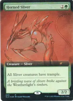 MTG: Secret Lair Drop Series: Foil Extended Art Horned Sliver: LP Condition - Image 1