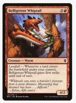 Belligerent Whiptail | MTG BFZ | EDH Pauper Landfall Wurm Tribal First Strike LP - Image 1