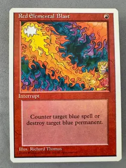 Red Elemental Blast MTG Core Set 4th Edition Regular-Unplayed Near Mint-Vintage - Image 1